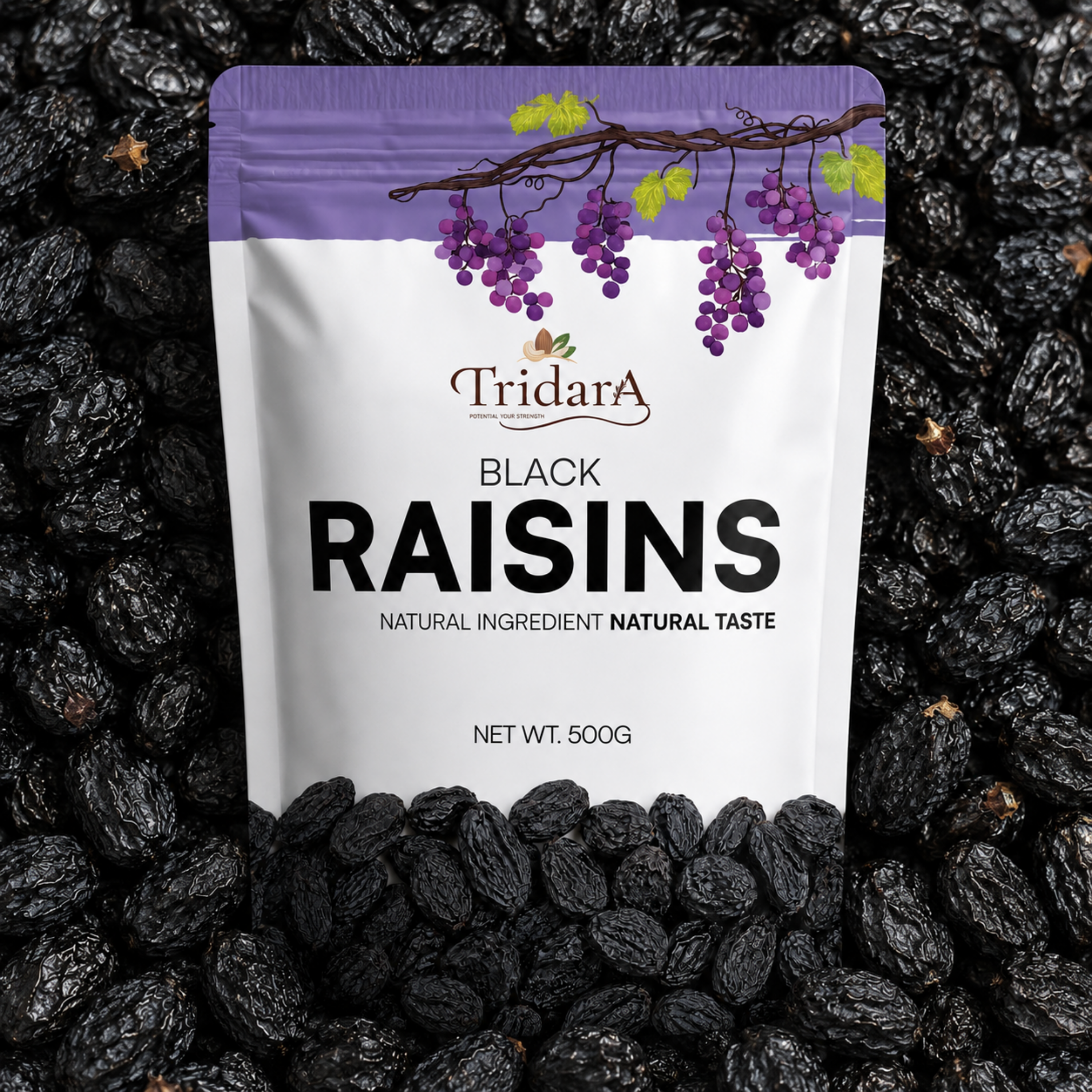 Tridara Premium Black Long Raisins | Naturally Sweet Black Kishmish
